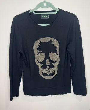 Zadig & Voltaire Miss Bis Embellished Cashmere Sweater Black sz M thumbnail 1