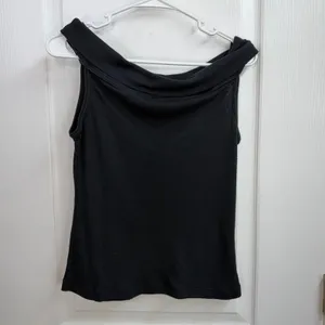 Vintage Adorence black off shoulder cotton blend sleeveless tank‎ top casual L thumbnail 4