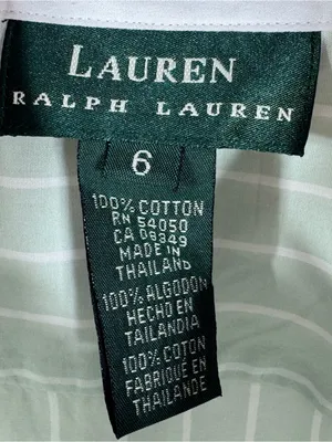 Lauren Ralph Lauren Pinstripe Button Up‎ Shirt Green White Size 6 Preppy Oxford thumbnail 9