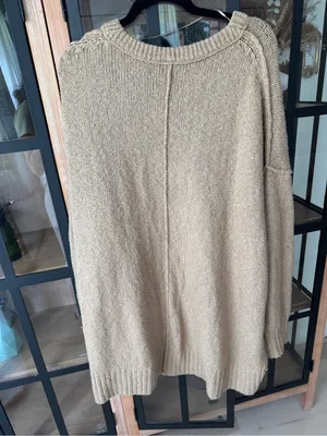 Free People‎ sweater Brookeside tunic Oversized V-Neck Chunky Knit Boho Slouch thumbnail 4
