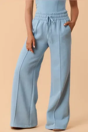 Blogilates Women's Travel Trouser High-Rise Wide Leg Sweatpants Lt Blue 3X NWT thumbnail 1