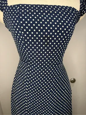 Lulu's Navy & White  Polka Dot Maxi Dress thumbnail 4