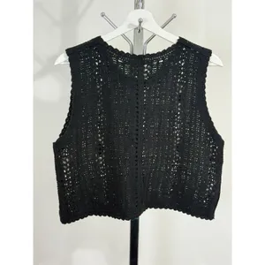 Crochet Knit Sweater Vest Floral Embroidered Cottagecore Grannycore Women’s M thumbnail 2
