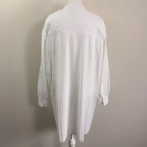 AllSaints Percy Pleated Tail Relaxed Fit Shirt White Band Collar Women US 8 thumbnail 5