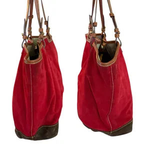 Dooney & Bourke Red Brown Suede Leather Tote Purse thumbnail 3