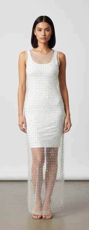 Elegant Dress with pearls thumbnail 1