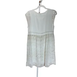 One September Anthropologie White‎ Embroidered Sleeveless Shift Dress Small thumbnail 3