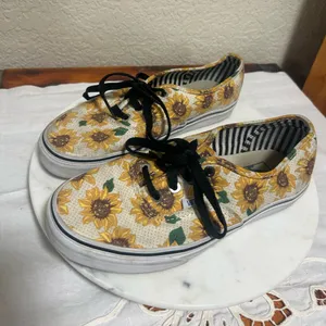 VANS Authentic Canvas White Sunflower Dots Lace-Up Low Top Sneakers Shoe… thumbnail 6