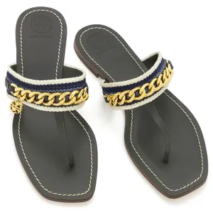 New!‎ Tory Burch Mini Benton Chain Thong Sandals in Poblano, Size 6 $278 thumbnail 2