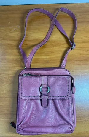 Vintage‎ Y2K Fossil Pebbled Leather Pink Violet Crossbody Purse Bag Adjustable thumbnail 1