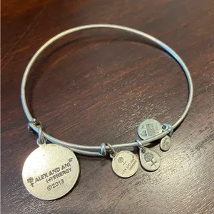 Alex and Ani charm bangle bracelet, silver toned thumbnail 2