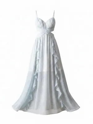 Blue Cutout Maxi Dress XS Ruffle Dress thumbnail 1