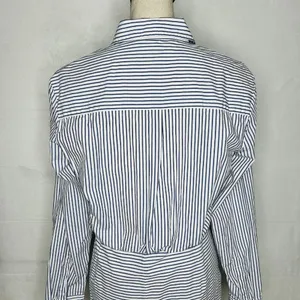 Gap Button-Down Shirt Dress Long-Sleeve Striped Gathered Waist Cotton Sz M thumbnail 8