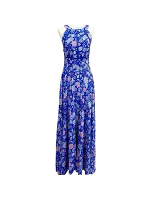 Abel the Label Bluebell Floral Halter Tie Back Full Skirt Maxi Dress XSmall thumbnail 4