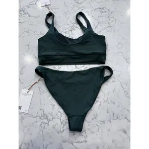 NWT Quince Palm Green Italian Tank Bikini Top & Low Rise Bottoms Size Small thumbnail 2