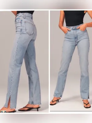 Abercrombie & Fitch Curve Love 90s Straight Jeans Womens 29 Blue Ultra High Rise thumbnail 2