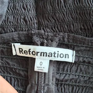 Reformation adelia top Shirred Organic black boho Cotton cami tank blouse size 0 thumbnail 3