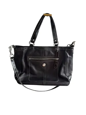 COACH Laura Black Silver Leather Tote Bag w/ Strap thumbnail 14