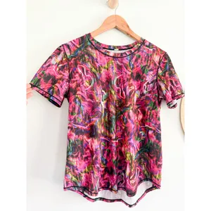 Lululemon | High Neck Running Training Tee Hyper Flow Pink Multi | Est Sz 6 thumbnail 4
