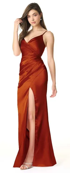 AZAZIE‎ Sukia Paprika Mermaid Satin Bridesmaid Dress Satin Rust Formal Gown 16 thumbnail 1