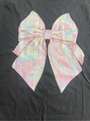 Comfort Colors Pepper Tee with Iridescent Pink Bow Graphic thumbnail 4