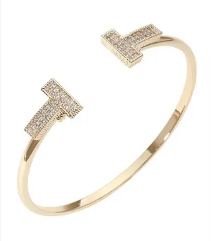 Stone Paved T Tip Cuff Bracelet thumbnail 1