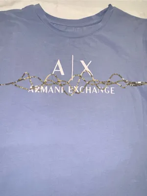 Armani Exchange Lavender Tee with Gold Accent Logo thumbnail 2