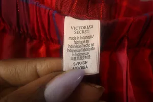 Victoria's Secret Christmas plaid flannel sleep pj pajamas shorts in red size small. thumbnail 3