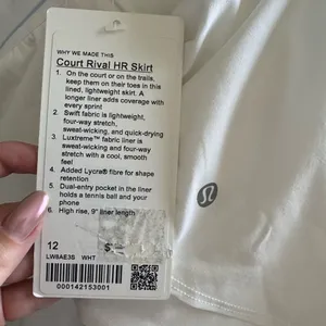 Lululemon Court Rival‎ High-Rise Tennis Skirt Sz 12 in White NEW thumbnail 11