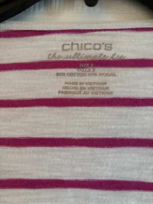 Chico's Set of Cardigan & and Matching Camisole-White with Magenta Stripes, XL thumbnail 7