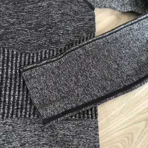 Fabletics Seamless Long Sleeve Crop Workout Top Heathered Charcoal‎ Grey Medium thumbnail 3