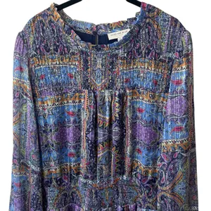 NWOT Skies are blue Paisley‎ Motif Tinsel Smocked Mini Dress Event Whimsical 2X thumbnail 3