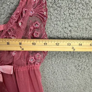 Pink Babydoll Top Womens Small Sheer Sequin Lace Y2K‎ Fairy Coquette Romantic thumbnail 4