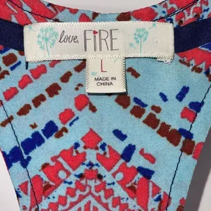 Love Fire Womens Maxi Racerback Dress Sleeveless Summer Vacation Red‎ Blue Large thumbnail 5