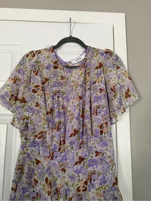 ASTR The Label Purple Lavender Ruffle Floral Maxi Dress Cottacore thumbnail 4