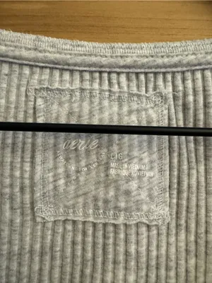 Aerie Large Ribbed Essential Henley Layering Long Sleeve Raw Edge Hem Shirt thumbnail 7