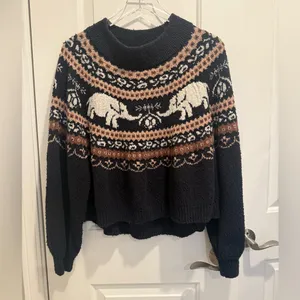 FREE‎ PEOPLE Nellie Fair Isle Elephant Sweater size Medium thumbnail 5