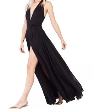 Reformation Large Black Maxi Dress Halter Neck Sleeveless Formal‎ Party Cocktail thumbnail 1