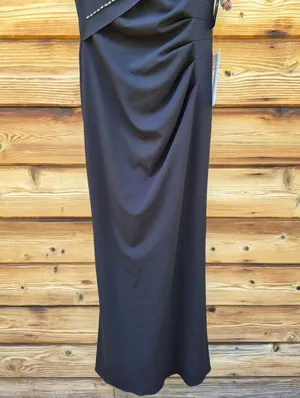 NWT Betsy & Adam Black Long Scuba Crepe Studded Dress Gown Size 8 thumbnail 9