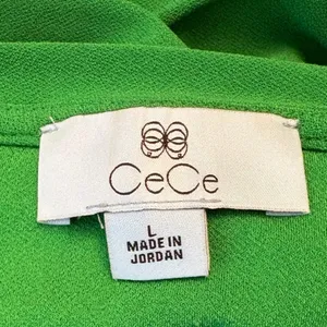 CeCe Kelly Green Floral Puff Sleeve Blouse‎ Crepe Business Casual Size Large thumbnail 4