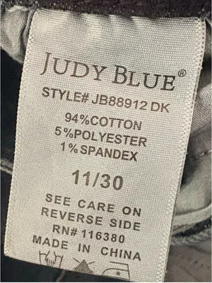 Judy Blue “BEST DAY” Button Fly High Rise Straight Leg Size 11/30 Dark Blue thumbnail 6