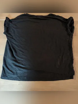 C&C California 100% Linen Top Womens XL Black V Neck Pocket High Low thumbnail 2