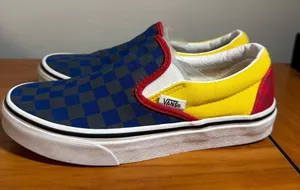 Vans Classic Slip On Canvas Sneaker Shoe Checkerboard Colorblock Retro‎ W6 thumbnail 1