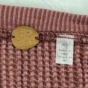 Free People We The Free Jolene Waffle Knit Henley mini Dress Tunic Burgundy Sz S thumbnail 2