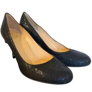 Kate Spade black glitter round toe pumps heels 8 thumbnail 2