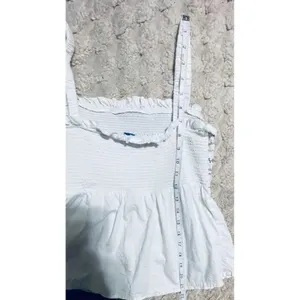 Old‎ Navy Womens White Smocked Babydoll Camisole Top Blue Embroidery Small thumbnail 8