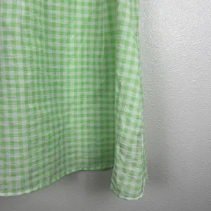 H&M Divided‎ Women Green Gingham Puff Sleeve Sweetheart Dress M thumbnail 3