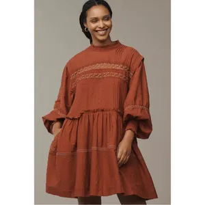 Anthropologie Pilcro Long-Sleeve Mock-Neck Swing Mini Dress thumbnail 4