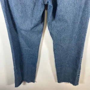 American‎ Eagle High Rise Relaxed Straight Jeans Blue Distressed Raw Hem Size 0 thumbnail 11