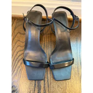 Nordstrom Black Square Toe Leather Kitren Heel Sandal Sz 10 NEW thumbnail 11